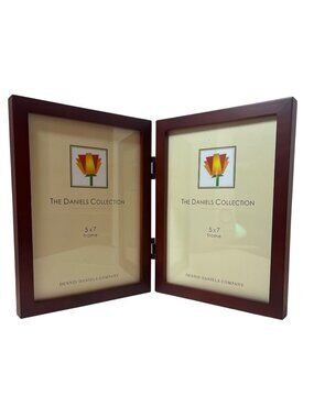 Elegant Walnut Double Photo Frame 5x7 Hinged Display